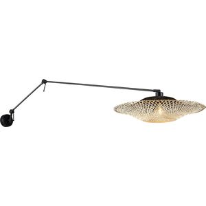 QAZQA Blitz - Oosterse Wandlamp met Kap Voor Binnen - 1 Lichts - D 50 cm - Naturel