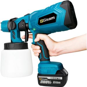 Gran Vida® - Verfpistool - 210W Motor - Instelbare Stroomregeling - 1000ml Tank - Voor Doe-Het-Zelf Projecten - 3 Spuitpatronen - 1000ml Capaciteit - Blauw