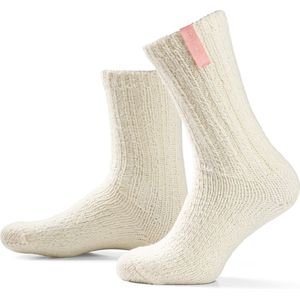 SOXS® Wollen sokken | SOX3629 | Off-White | Kuithoogte | Maat 34-36 | Sleep well pink label