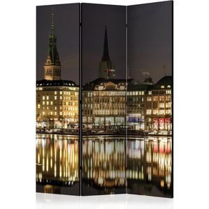 Kamerscherm - Scheidingswand - Vouwscherm - Night in Hamburg [Room Dividers] 135x172 - Artgeist Vouwscherm