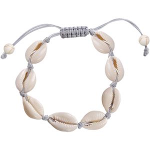 Fako Bijoux® - Schelpjes Armband - Schelpen - Grijs