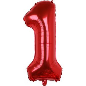 Folieballon / Cijferballon Rood XL - getal 1 - 82cm