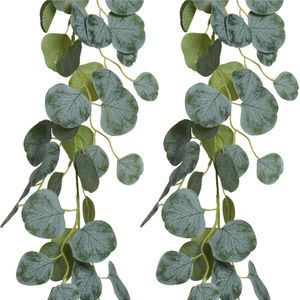 Everlands Planten slinger - 2x - bladeren slinger - kunstplant - groen - 180 cm