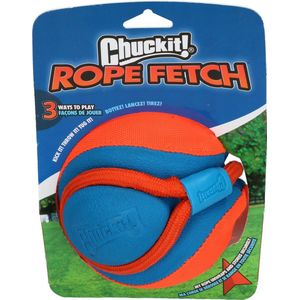 Chuckit! Rope Fetch - Hondenspeelgoed - Hondenbal - Drijvend - EVA-foam/Canvas - Ø13 cm - Oranje/Blauw