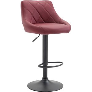 Leren barkruk Vita - Bordeaux zwart - Zithoogte 60-81 cm - Ergonomische barstoelen - In hoogte verstelbaar - Set van 1 - Met rugleuning - Voor keuken en bar