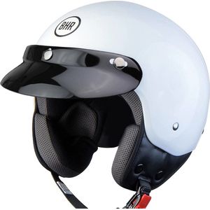 BHR Italia - Jethelm Retro - ECE goedgekeurde Scooterhelm - Geschikt als Scooter Brommer Motor Snorfiets Helm - M - Parel Wit