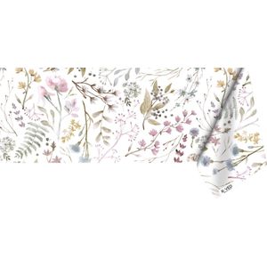 Raved Katoen Tafelzeil Wilde Bloemen  140 cm x  200 cm - Roze - Waterafstotend - Uitwasbaar