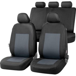 Sandray autostoelhoezen complete set, universele autostoelhoezen 4 stuks, autostoelhoezen, 2 hoezen voor, 1 hoezen achterbank grijs-zwart