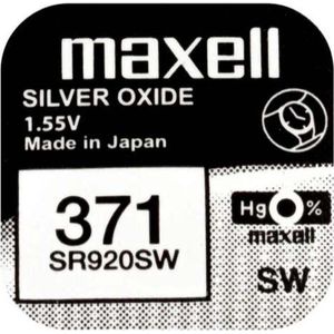 Maxell 371 / SR920SW zilveroxide knoopcel horlogebatterij 3 (drie) stuks