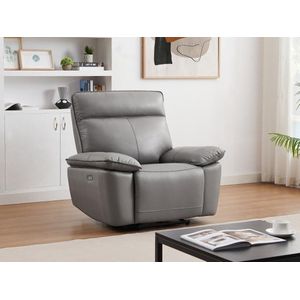 Vente-unique Elektrische relax-fauteuil van grijs vaarsleer NOVENA L 110 cm x H 101 cm x D 97 cm