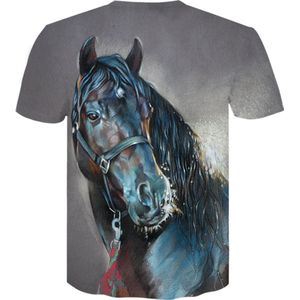 T-shirt - paard - 3D - korte mouw - ronde hals - oversized - XL