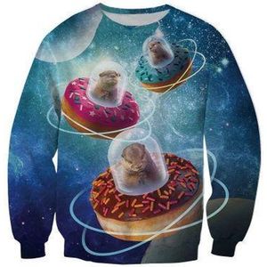 Otters in UFO's gemaakt van donuts Trui voor fout feest - Maat: XXL - Foute trui - Feestkleding - Festival Outfit - Fout Feest - Trui voor festivals - Rave party kleding - Rave outfit - Dieren kleding - Dierentrui -