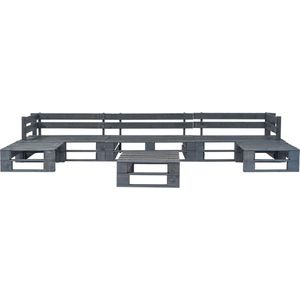 vidaXL 6-delige Loungeset Pallet Hout Grijs Pallet Lounge Set - Tuinset Pallets - Loungebank - Buitentijnen - Garden Furniture