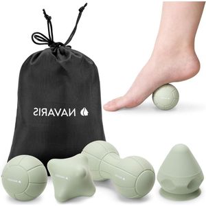 4-delige zelfmassage set met lacrosse bal - pinda bal - triggerpoint bal - massage punt en zuignap - opbergtas - groen massage bal voeten