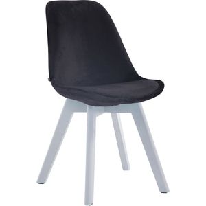 Bezoekersstoel Vera - Eetkamerstoel - Zwart velours - Witte poten - Set van 1 - Zithoogte 48 cm - Deluxe