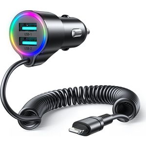 Joyroom Autolader Oplader Lightning & USB-A Snellader - 17W (1.5m) [Triple Fast Car Charger]