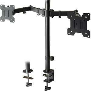 Dubbele Monitorstandaard voor 13-27 inch LCD LED Schermen - In hoogte verstelbaar en zwenkbaar - tot 8kg - VESA 75x75-100x100MM
