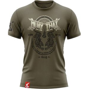 8 Weapons T Shirt Sak Yant Tigers Olijf Groen maat XL