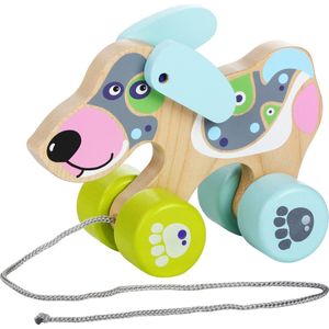 Cubika houten trekfiguur hond