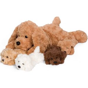 Klikkopers® - Knuffel Hond met 4 Baby's - 40CM - Squish Knuffel - Kawaii Kussen - Hond Knuffel - Groote Knuffel - Jumbo Kawaii knuffel