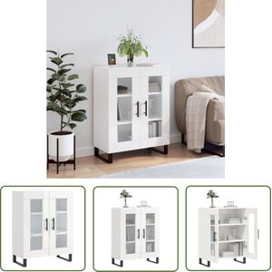 The Living Store Dressoir 69,5x34x90 cm bewerkt hout hoogglans wit - Dressoir - Commode - Vintage - Modern - Houten Dressoir