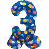 Folat - Staande folieballon Cijfer 3 Colorful Dots - 41 cm