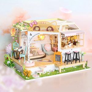 Miniatuur met poppenhuismeubilair, doe-het-zelf houten poppenhuis kit evenals stof en, 1:24 creatieve ruimte voor Valentijnsdag cadeau idee M2111