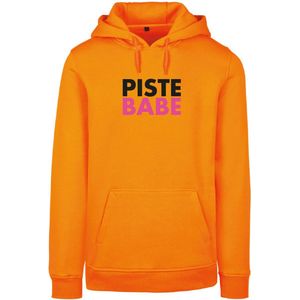 Wintersport hoodie oranje S - Piste Babe - soBAD. | Foute apres ski outfit | kleding | verkleedkleren | wintersporttruien | wintersport dames en heren