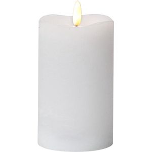 Star Trading kaarsvlam, zuilkaars, decoratie, wit, LED, timer, warm wit, 14 cm