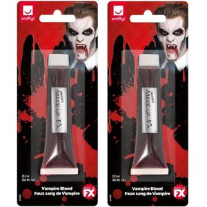 Halloween 2x Nep bloed schmink/make up tubes 28 ml - Kunstbloed - Horror/Halloween thema filmbloed