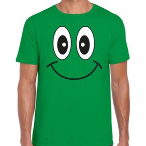 Bellatio Decorations Verkleed T-shirt voor heren - smiley - groen - carnaval - feestkleding XL