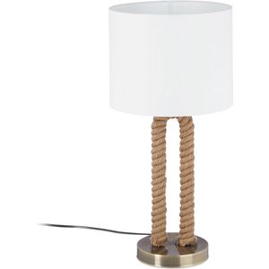 relaxdays tafellamp touw - nachtlampje maritiem - leeslamp E27 - touwlamp - designerlamp