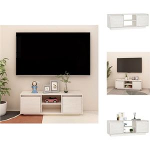 vidaXL TV-meubel Grenenhout - 110x30x40cm - Met lades en opbergschappen - Kast