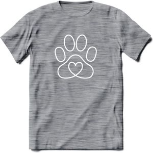Love Paw - Katten T-Shirt Kleding Cadeau | Dames - Heren - Unisex | Kat / Dieren shirt | Grappig Verjaardag kado | Tshirt Met Print | - Donker Grijs - Gemaleerd - XL