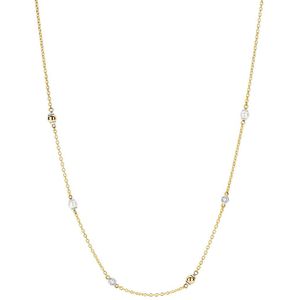 TI SENTO Dames Ketting - 925 zilver - Zirkonia met geel verguld - Maat 42 - 34097ZY