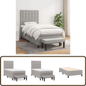 vidaXL Boxspring met matras lichtgrijs 90x200 cm Boxspring - Slaapcomfort - Nachtmeubilair - Hoofdboard - Pocketveermatras