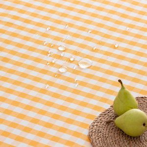 Goodivery ® Geel vlekbestendig geruit tafelkleed 140 x 200 cm