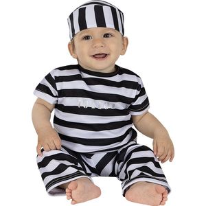 FUNIDELIA Gevangenis Kostuum - Boevenpak voor Baby - Maat: 50 - 68 cm - Zwart