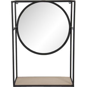 Clayre & Eef Spiegel 36x50 cm Zwart Ijzer Hout Rechthoek Grote Spiegel