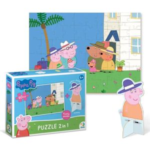 DODO Toys - Peppa Pig Puzzel 2-in-1 met Mommy Speelfiguur 4+ - 60 stukjes - 23x32 cm - Peppa Pig Speelgoed 3-4-5 jaar-Kinderpuzzel 4 jaar