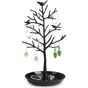 Decoratieve oorbelhouder, vogels, sieradenstandaard, zwart, hoge decoratieve sieradenboom, make-up, opslag, sieradenstandaard, boomdesign, creatief boomdesign, sieradenboom voor halskettingen,