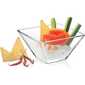 4x Amuse/serveerschaaltjes vierkant van glas 8 x 8 cm 100 ml - Schalen en kommen - Keuken accessoires