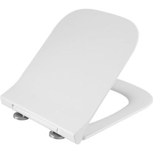 Wc-bril met softclosemechanisme, UF-wc-deksel, antibacterieel, Quick-Release voor eenvoudige reiniging, montage van bovenaf, verstelbare scharnieren, vierkant, wit