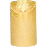 1x Gouden LED kaarsen / stompkaarsen 12,5 cm - Luxe kaarsen op batterijen met bewegende vlam