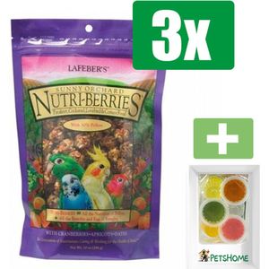 Lafeber Sunny Orchard Nutri-Berries Cockatiel 284 g - Vogelvoer - 3 Zakken - Inclusief 6 stuks PetsHome Fruitkuipjes