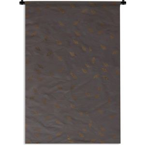 Wandkleed Luxe patroon - Luxe patroon van kleine en gouden bladeren op een donkere achtergrond Wandkleed katoen 90x135 cm - Wandtapijt met foto