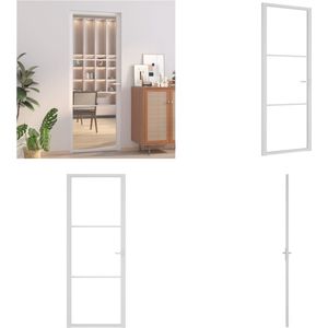 vidaXL Binnendeur 76x201-5 cm ESG-glas en aluminium wit - Binnendeur - Binnendeuren - Deur - Deuren