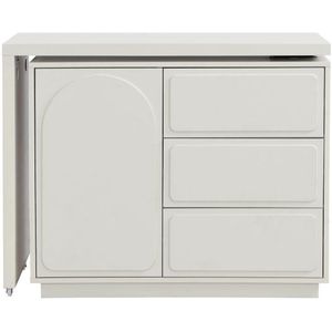 PASCAL MORABITO Kaptafel met draaiende hoek - 3 lades en 1 deurtje - Mdf - Beige - VELANTO L 168 cm x H 78.5 cm x D 40 cm