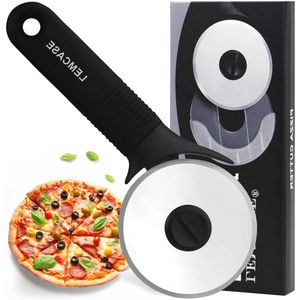 Pizza Roller - Pizza Wheel Made of Stainless Steel Wheels and Silicone Handle | Black