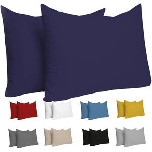 Candala Kussensloop (Set van 2) – Donkerblauw Katoen - Voor Kussens 50 x 70 cm - 100% Jersey Katoen - Beddengoed Dubbel Bed Kussensloop - Kussenbeschermer - Bestendig en Hypoallergeen